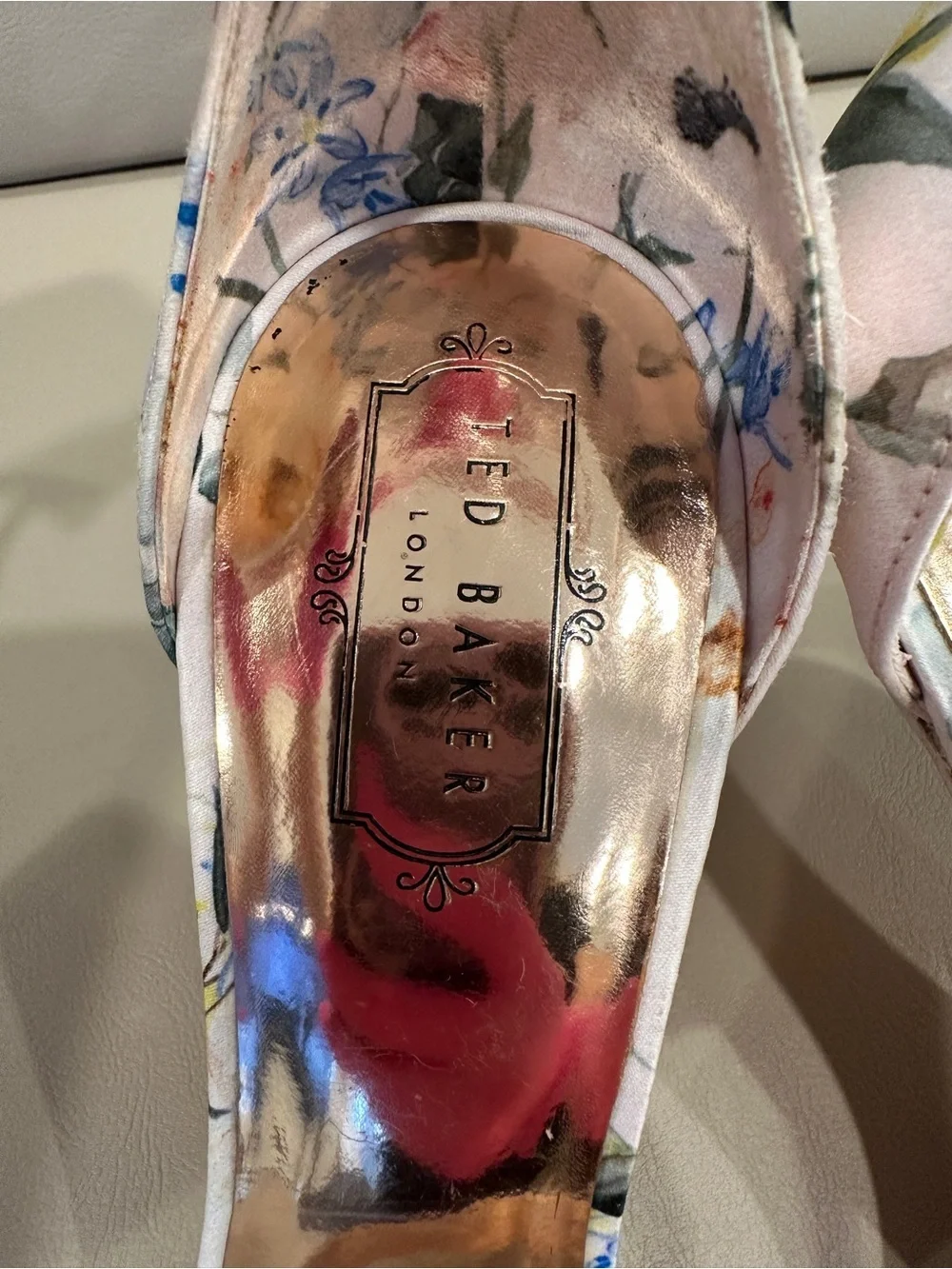 Ted Baker Floral Ankle-Strap Heels in Pink and Blue